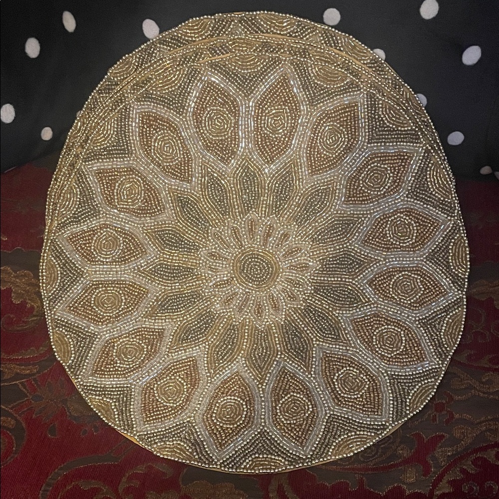 4 Gold and Silver Beaded Placemat